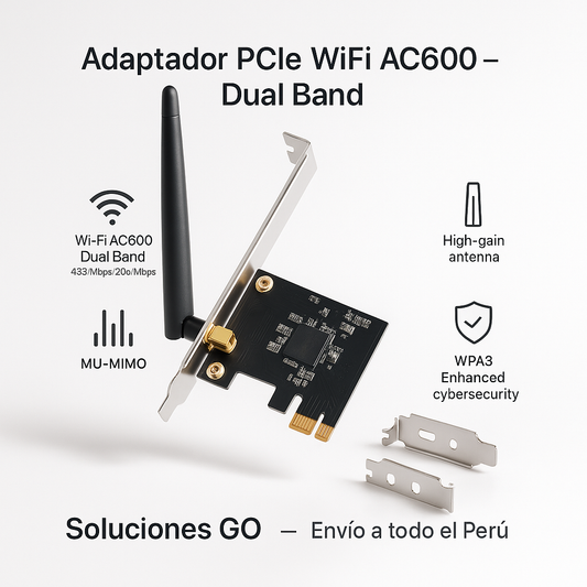 Adaptador PCIe WiFi AC600 Doble Banda | Soluciones GO Perú